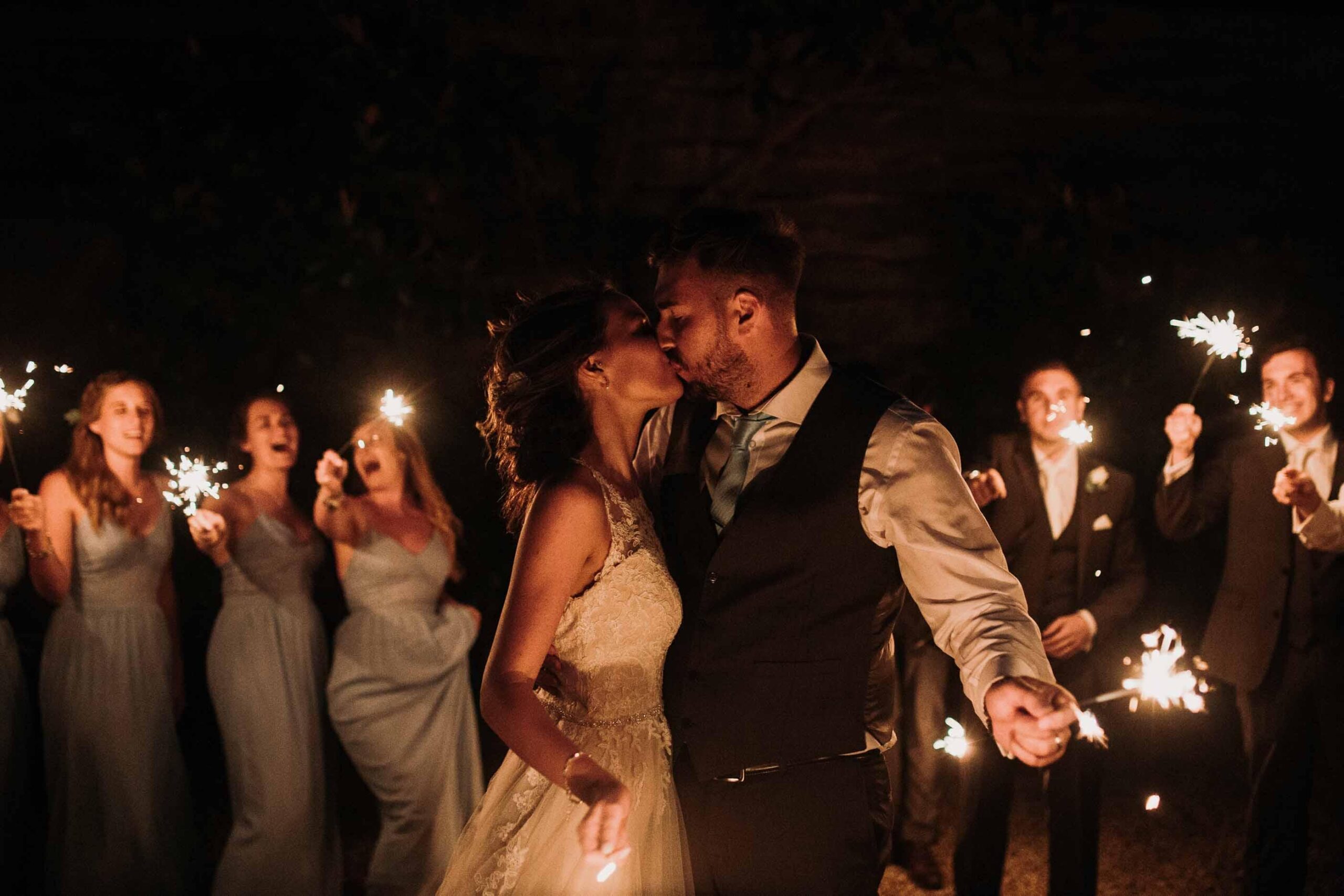sparkler photo of the couple